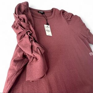 NWT! Express Mauve/ Dusty Rose Ruffle Sleeve Tee